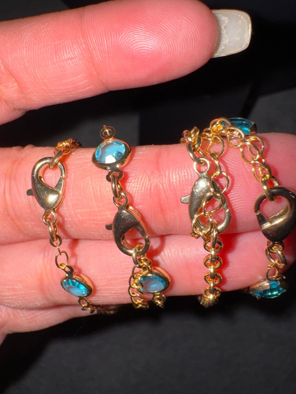 Gold Layered Cross Necklace with Turquoise Crystal Gems NIB - Picture 7 of 9